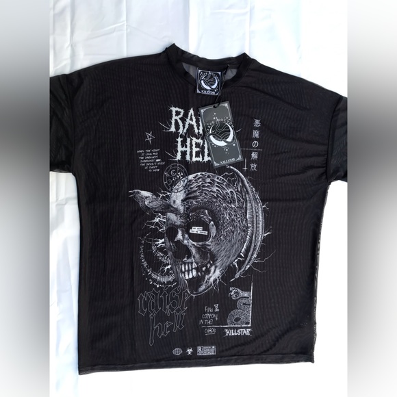 Kill Star Raise Hell Mesh Boyfriend Tee - Picture 3 of 5